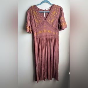Piper & Scoot Boho Embroidered Midi Dress